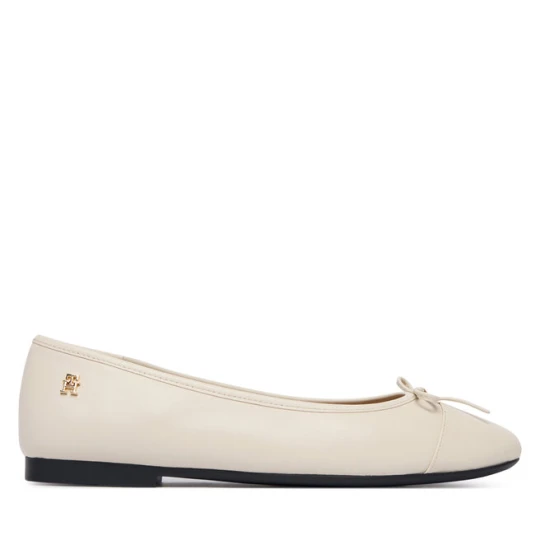 Zdjęcie produktu Baleriny Tommy Hilfiger Hilfiger Smooth Lthr Ballet FW0FW09241 Écru Kremowy