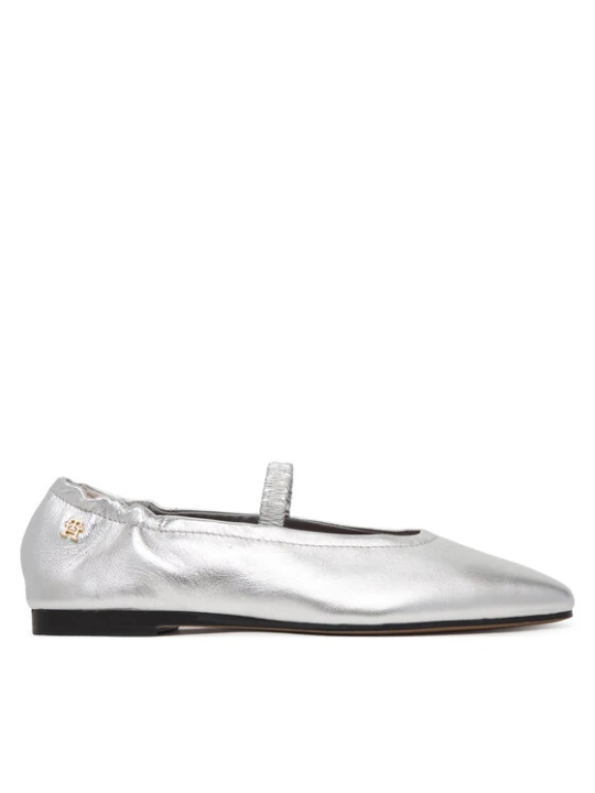 Zdjęcie produktu Baleriny Tommy Hilfiger Silver Lth Ellastic Ballerina FW0FW09466 Srebrny