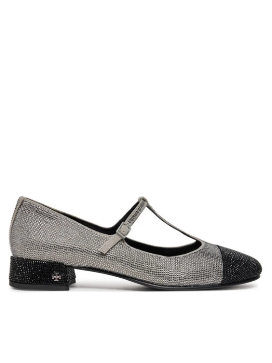 Zdjęcie produktu Baleriny Tory Burch Cap-Toe T-Strap Pave Heeled 159830 Srebrny