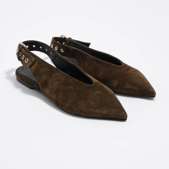 Zdjęcie produktu Baleriny z odkrytą piętą dwoina ciemnozielone BIMBA Y LOLA DARK KHAKI