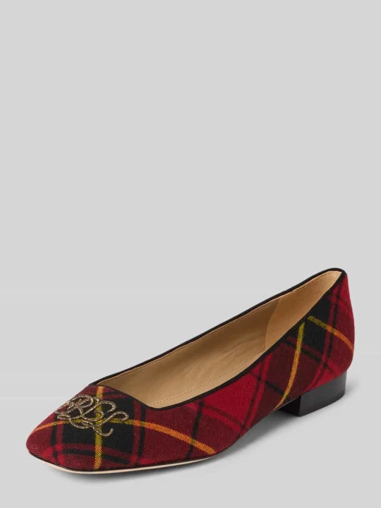 Zdjęcie produktu Baleriny z wyhaftowanym logo Lauren Ralph Lauren Czarny