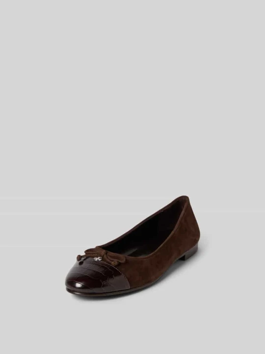 Zdjęcie produktu Baleriny ze skóry naturalnej Tory Burch Ciemnobrązowy