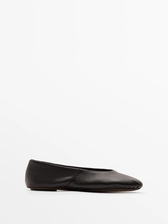Zdjęcie produktu Baleriny Ze Skóry Soft - Brązowy - Massimo Dutti - Female