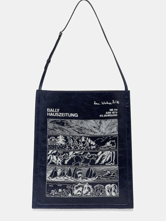 Zdjęcie produktu Bally torba skórzana 34 x 40 x 10 cm granatowy