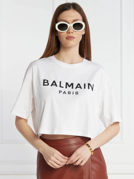 Zdjęcie produktu Balmain T-shirt CROPPED | Regular Fit biały