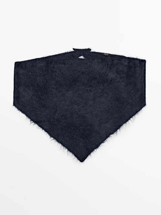 Zdjęcie produktu Bandana Z Dzianiny Ze 100% Kaszmiru - Ciemnoniebieski - Massimo Dutti - Female