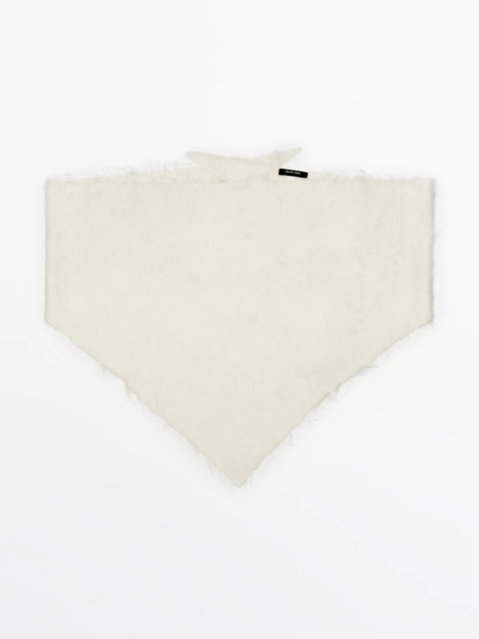 Zdjęcie produktu Bandana Z Dzianiny Ze 100% Kaszmiru - Surowy - Massimo Dutti - Female
