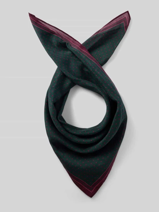 Zdjęcie produktu Bandana z mieszanki bawełny i jedwabiu we wzorze na całej powierzchni Jake*s Butelkowy zielony