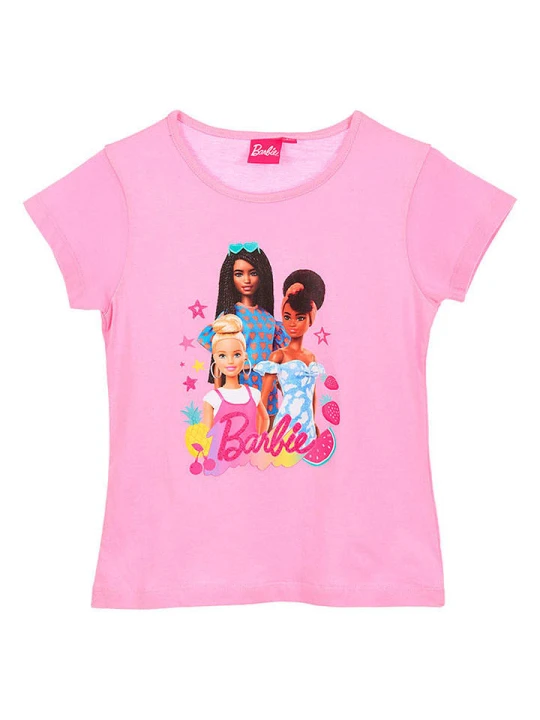 Zdjęcie produktu Barbie Koszulka "Barbie" w kolorze jasnoróżowym ze wzorem rozmiar: 104
