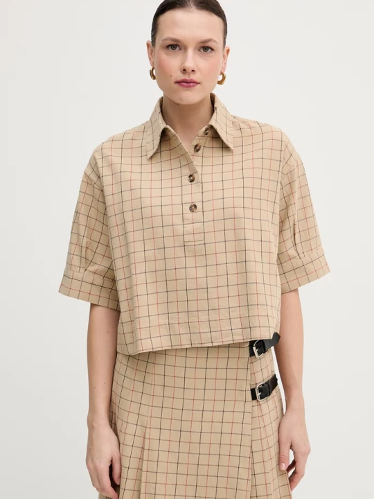 Zdjęcie produktu Barbour bluzka bawełniana Hollington beżowy