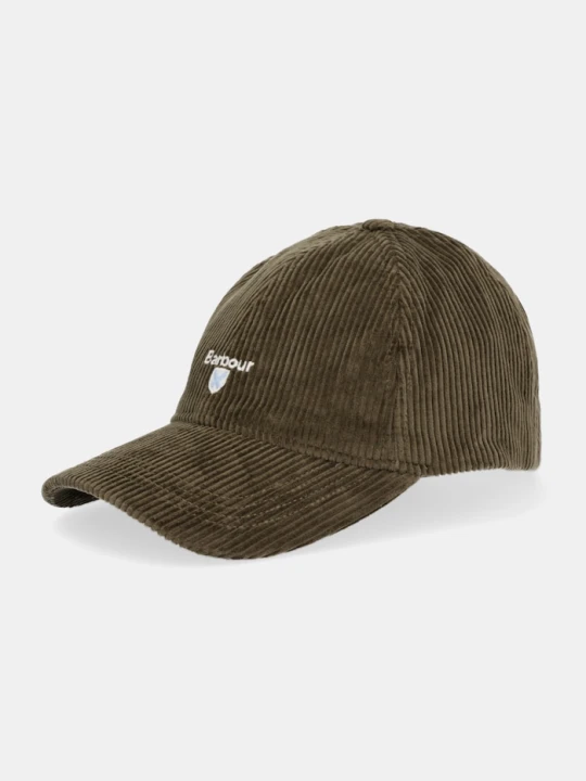 Zdjęcie produktu Barbour chusta z daszkiem męska bawełniana Preston Cord zielony