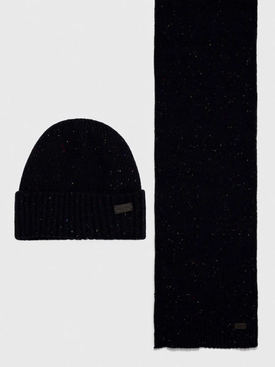 Zdjęcie produktu Barbour czapka i szalik Carlton Fleck Beanie & Scarf Gift Set granatowy