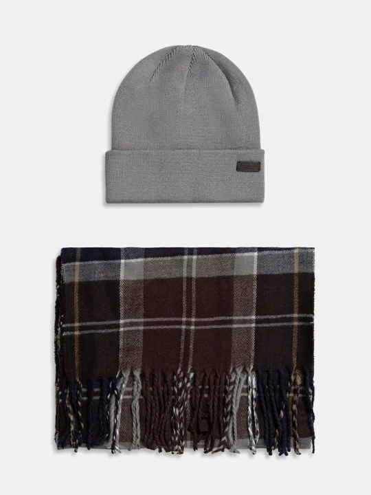 Zdjęcie produktu Barbour czapka i szalik Swinton & Galingale szary