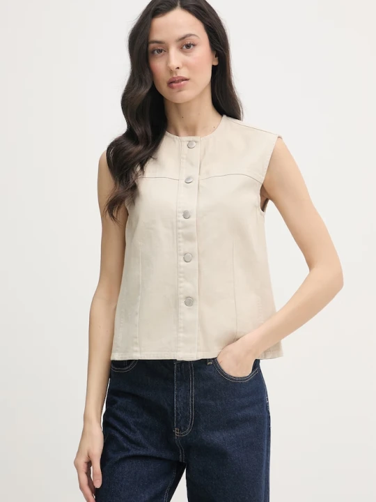 Zdjęcie produktu Barbour kamizelka jednorzędowa damska bawełniana Daya beżowy
