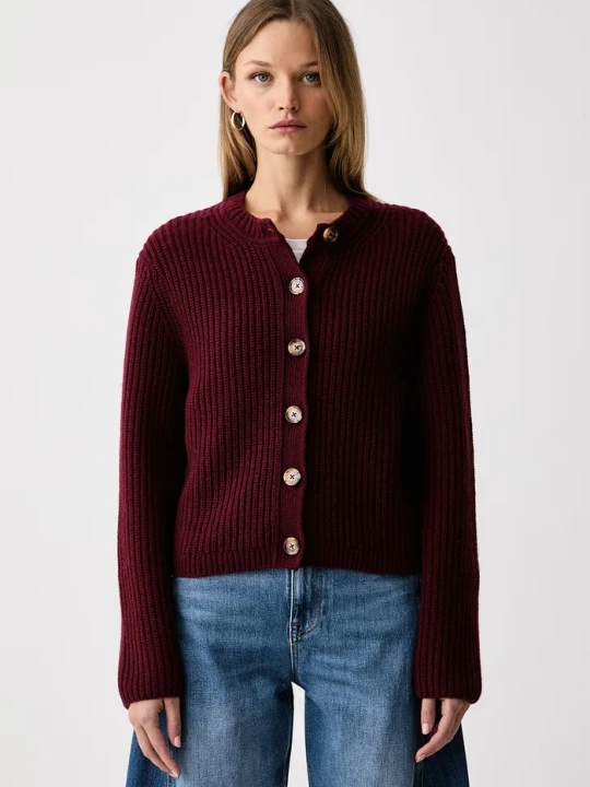 Zdjęcie produktu Barbour kardigan damski z wełną Adalyn bordowy