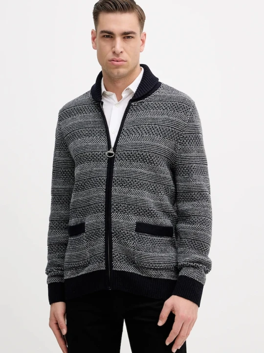Zdjęcie produktu Barbour kardigan wełniany Helmsley granatowy
