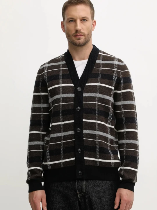 Zdjęcie produktu Barbour kardigan wełniany KANE brązowy