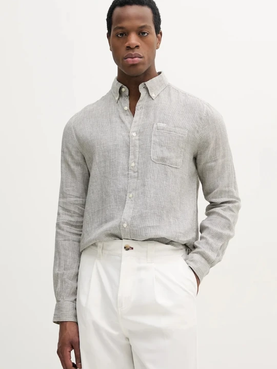 Zdjęcie produktu Barbour koszula lniana Linton Tailored Shirt zielony