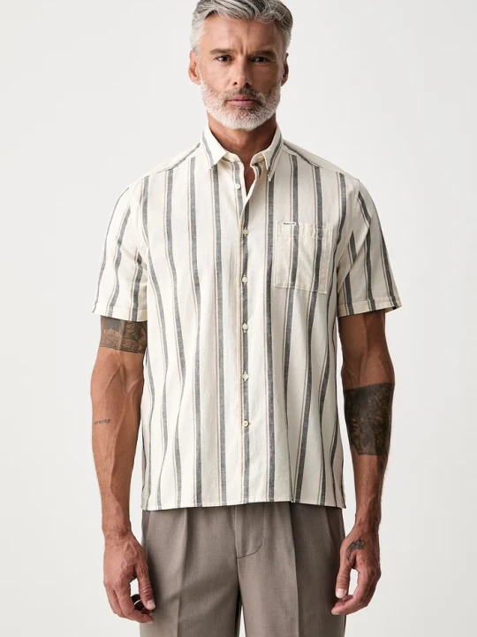 Zdjęcie produktu Barbour koszula męska z dodatkiem lnu Barkend beżowy