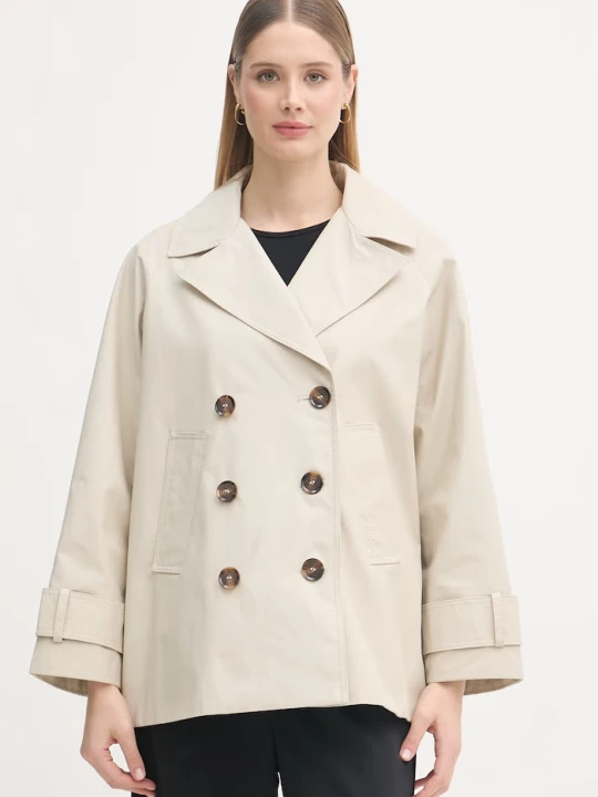 Zdjęcie produktu Barbour krótki trencz damski bawełniany Maisy beżowy