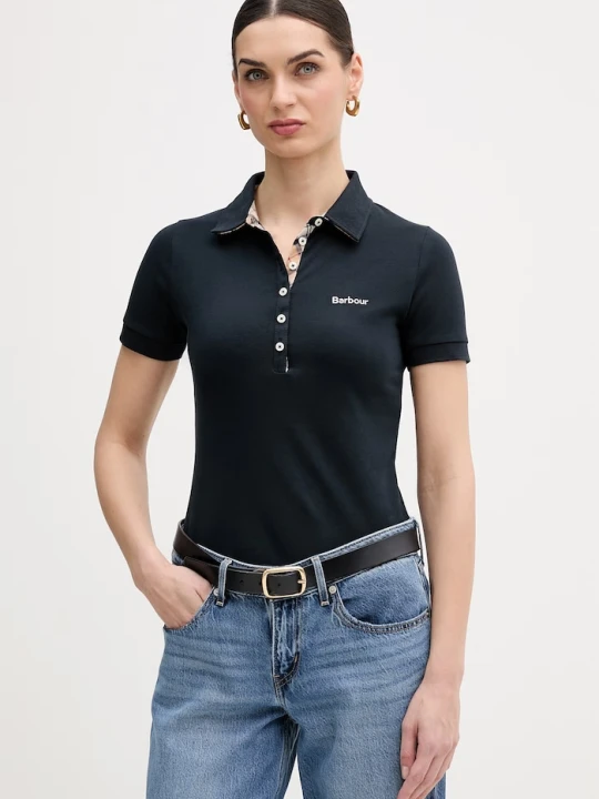 Zdjęcie produktu Barbour polo damskie bawełniane z elastanem granatowy