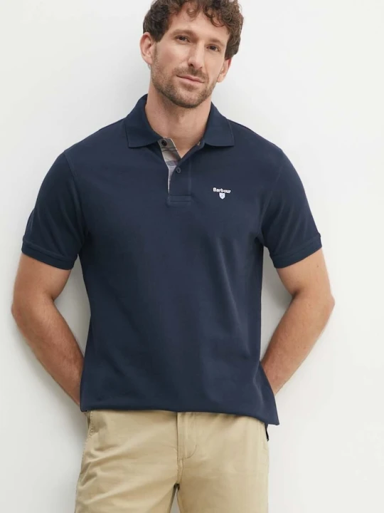 Zdjęcie produktu Barbour polo męskie bawełniane granatowy