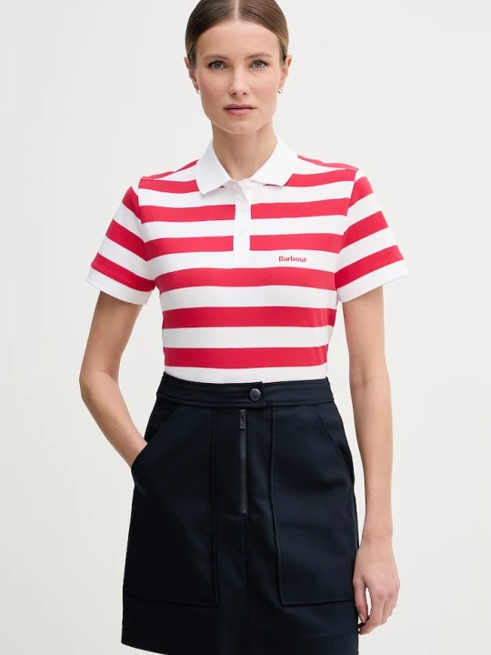 Zdjęcie produktu Barbour polo damskie bawełniane Ashbourne czerwony