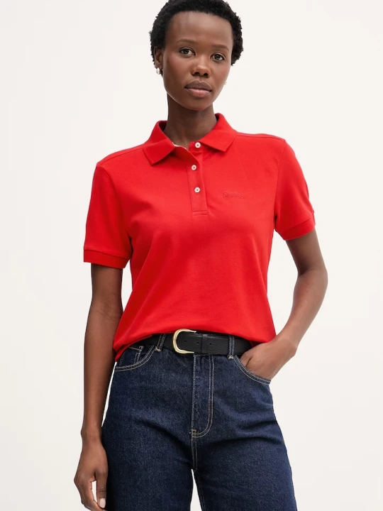 Zdjęcie produktu Barbour polo damskie bawełniane z elastanem Bowford czerwony