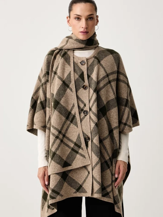 Zdjęcie produktu Barbour poncho damskie z wełną Vienna beżowy