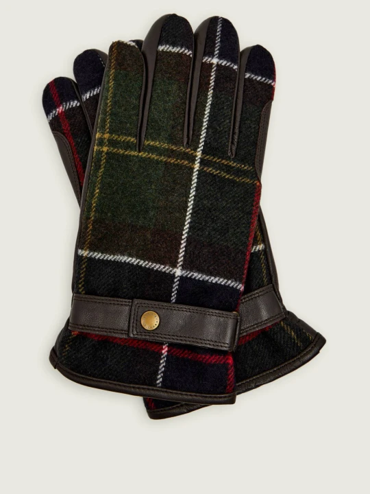 Zdjęcie produktu Barbour Skórzane rękawiczki Newbrough Tartan | z dodatkiem wełny brązowy