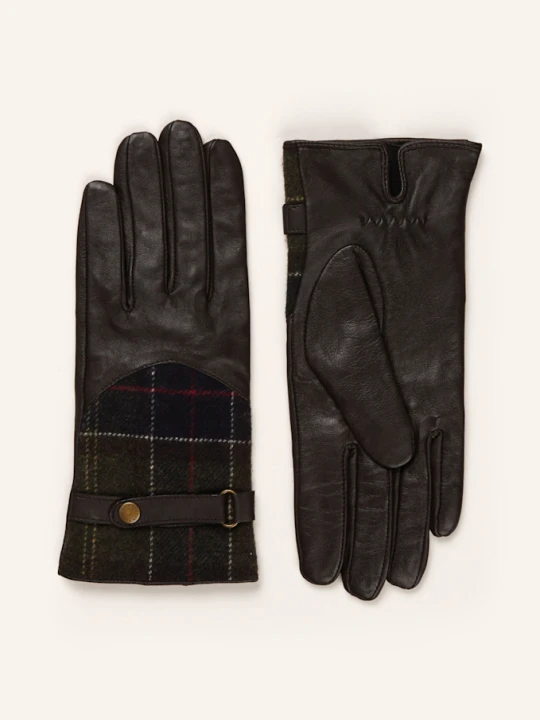 Zdjęcie produktu Barbour Skórzane Rękawiczki Tartan braun CIEMNOBRĄZOWY
