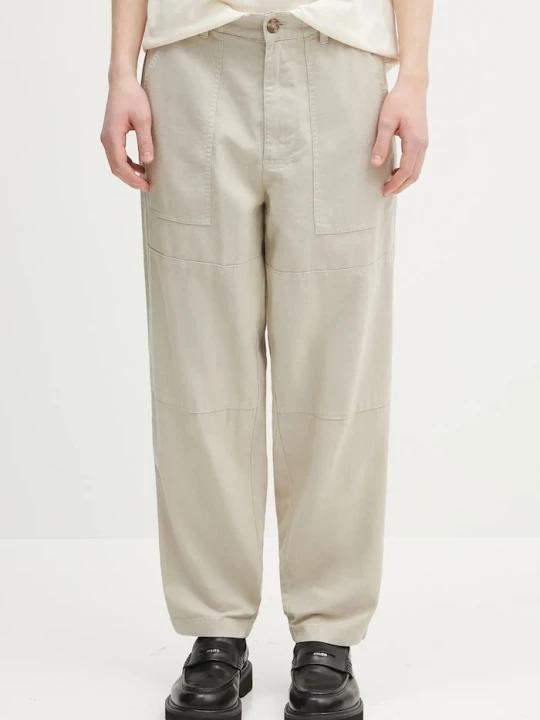Zdjęcie produktu Barbour spodnie lniane Barbour Natural Linen Blend Trouser beżowy