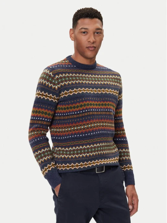 Zdjęcie produktu Barbour Sweter Case Fair MKN1027NY72 Granatowy Regular Fit