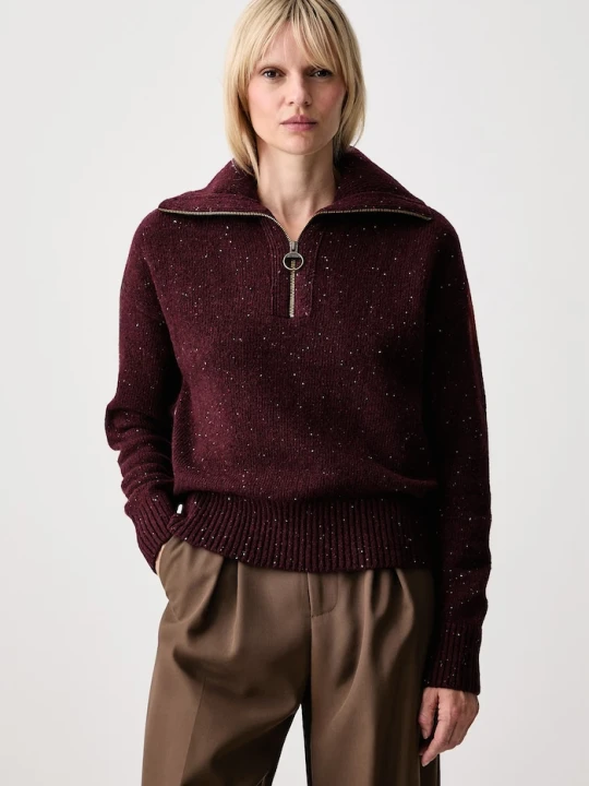Zdjęcie produktu Barbour sweter damski z wełną bordowy