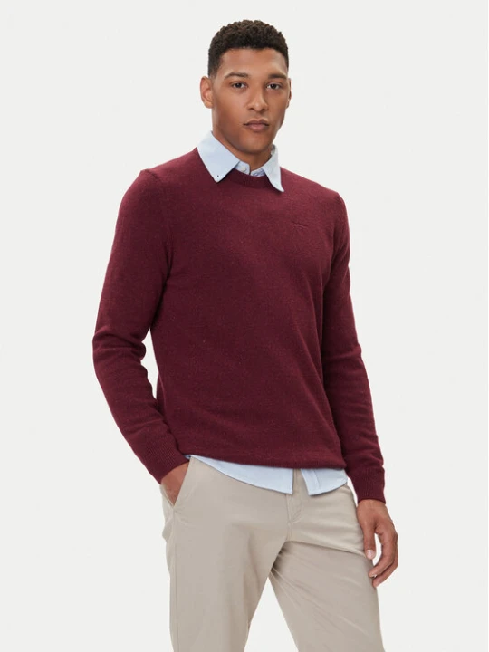Zdjęcie produktu Barbour Sweter Essential Tisbury MKN0844RE56 Bordowy Regular Fit
