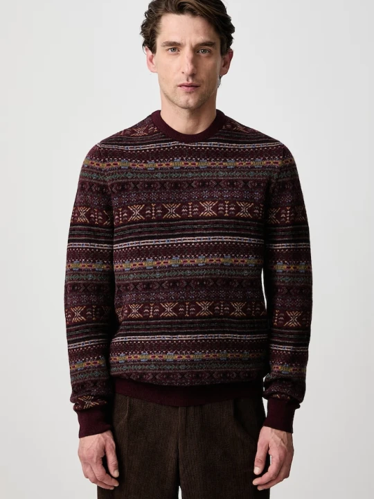 Zdjęcie produktu Barbour sweter męski wełniany Dalehead bordowy