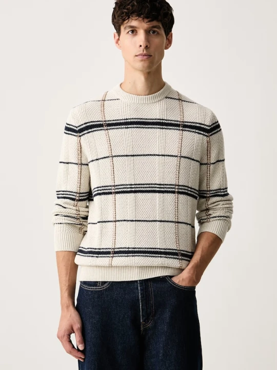 Zdjęcie produktu Barbour sweter męski z dodatkiem wełny Fasey beżowy