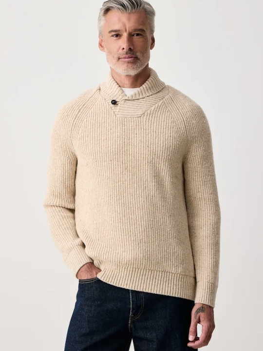 Zdjęcie produktu Barbour sweter męski z wełną beżowy
