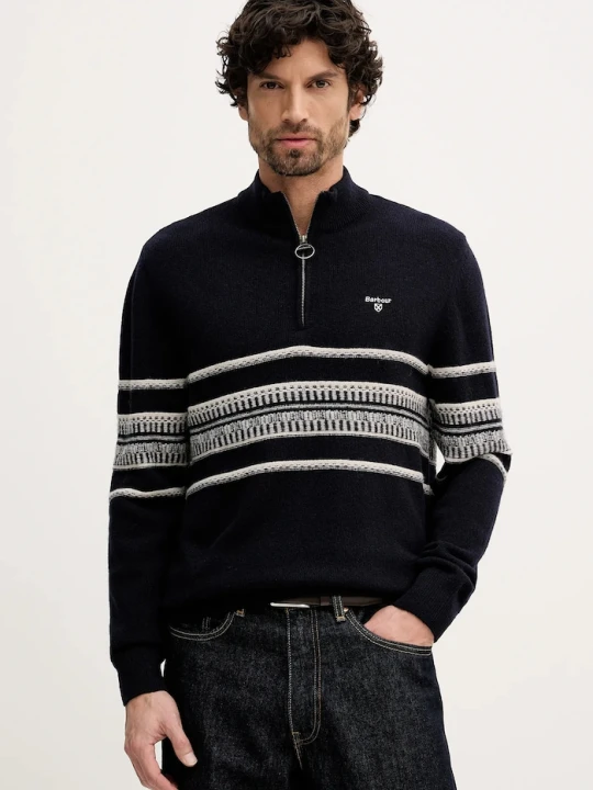 Zdjęcie produktu Barbour sweter wełniany Kepwick granatowy