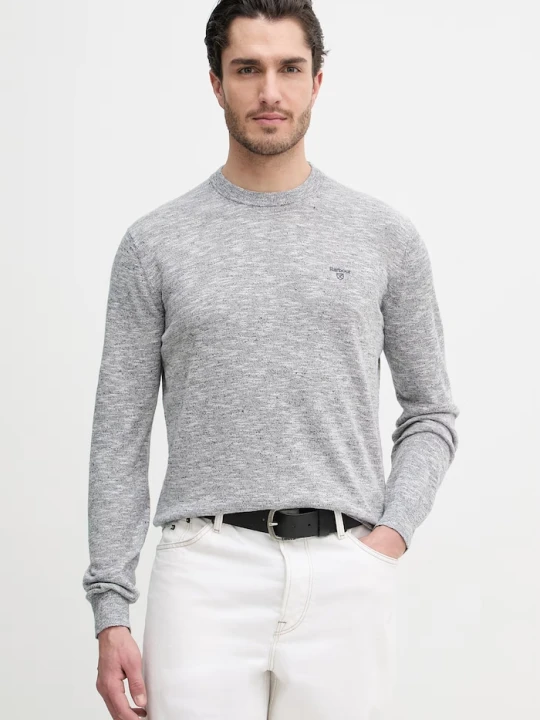 Zdjęcie produktu Barbour sweter z domieszką lnu Flaxby granatowy
