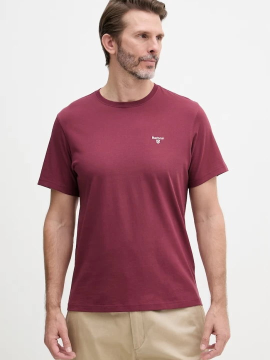 Zdjęcie produktu Barbour T-shirt basic męski bawełniany ESSENTIALS bordowy