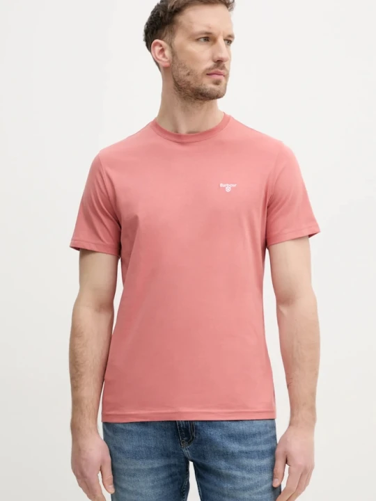 Zdjęcie produktu Barbour T-shirt basic męski bawełniany ESSENTIALS pomarańczowy