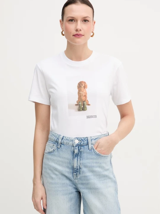 Zdjęcie produktu Barbour t-shirt bawełniany Bedale biały