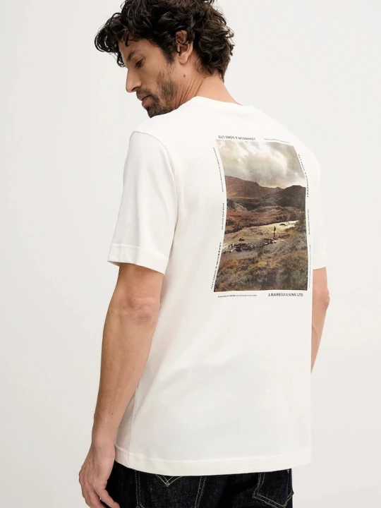 Zdjęcie produktu Barbour t-shirt bawełniany Parkend beżowy