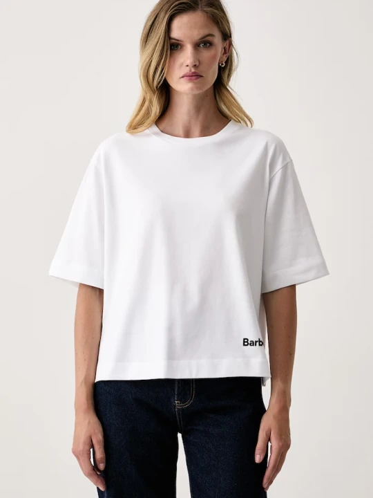 Zdjęcie produktu Barbour T-shirt oversize damski bawełniany Wilowmere biały
