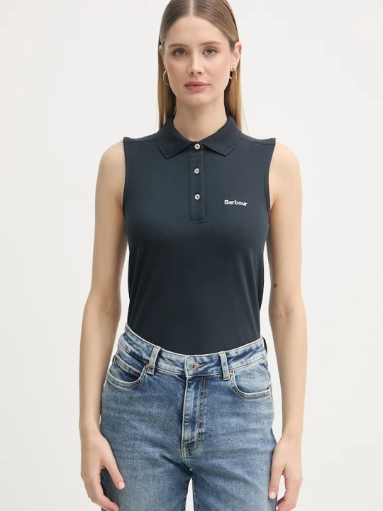 Zdjęcie produktu Barbour top damski bawełniany z elastanem Bowford granatowy
