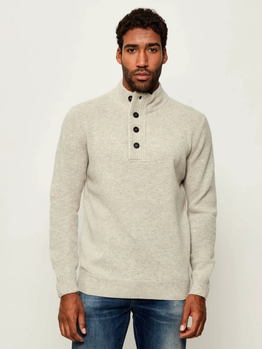 Zdjęcie produktu Barbour Wełniany sweter Essential Patch Half | Regular Fit beżowy