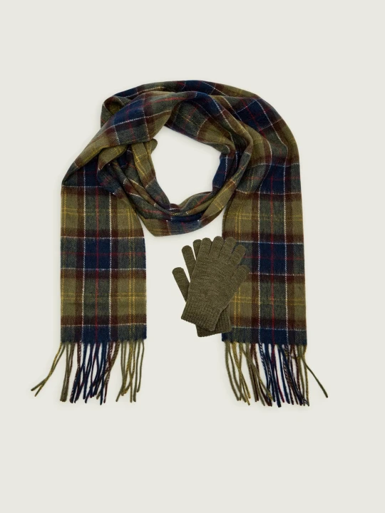 Zdjęcie produktu Barbour Wełniany zestaw Tartan oliwkowy