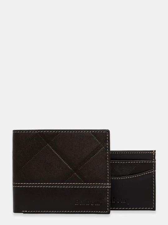 Zdjęcie produktu Barbour zestaw portfel i etui na karty męski skórzany Tyneside brązowy