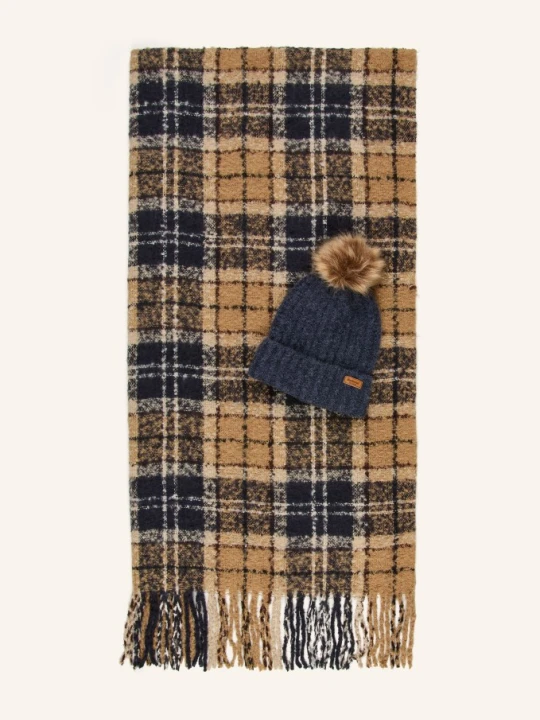 Zdjęcie produktu Barbour Zestaw Saltburn: Czapka Ze Sztucznym Futrem I Szal beige
